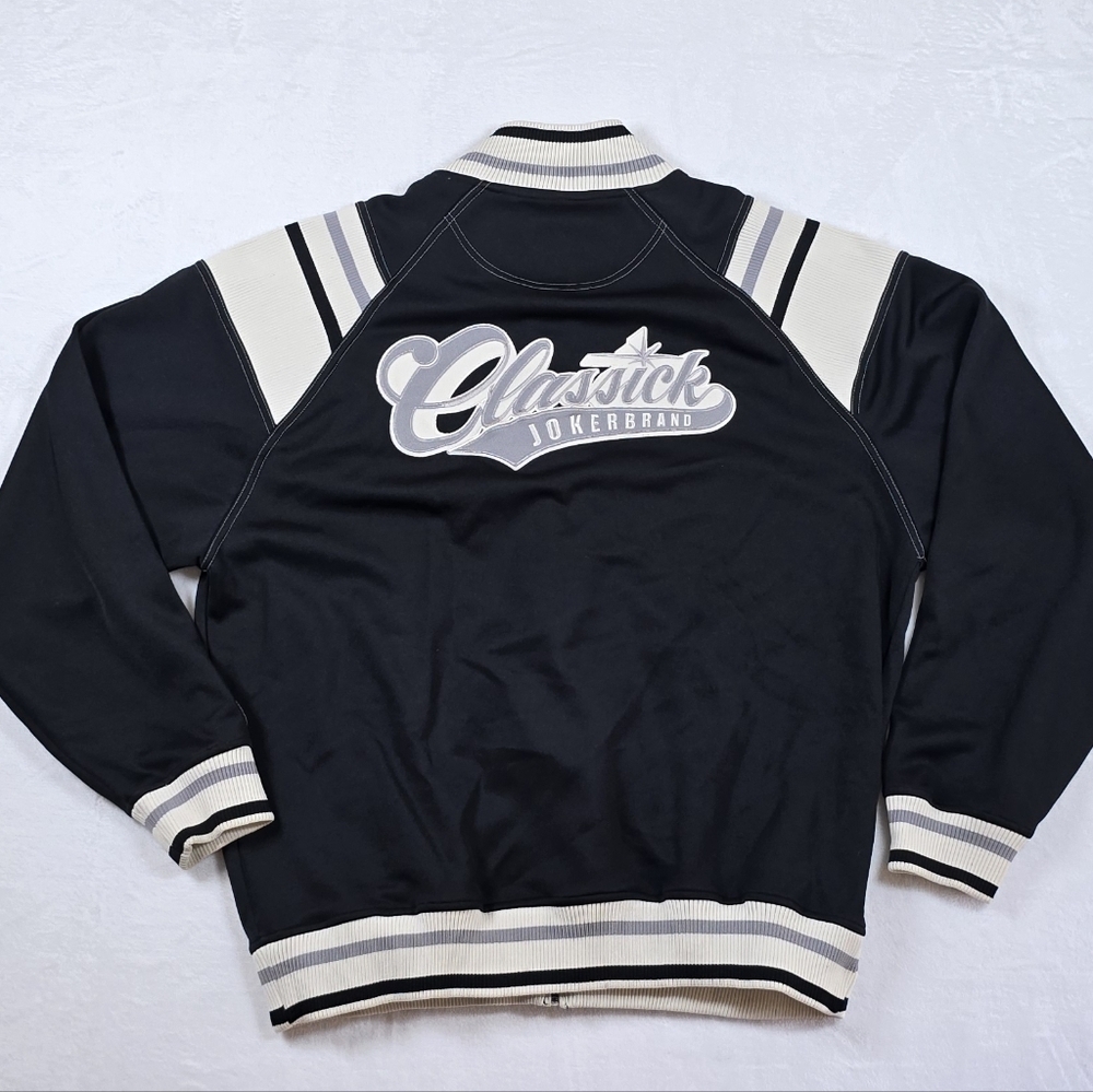 Vtg Joker Brand Classick Track Jacket XXL Black Streetwear Y2K Embroidered - Picture 1 of 13
